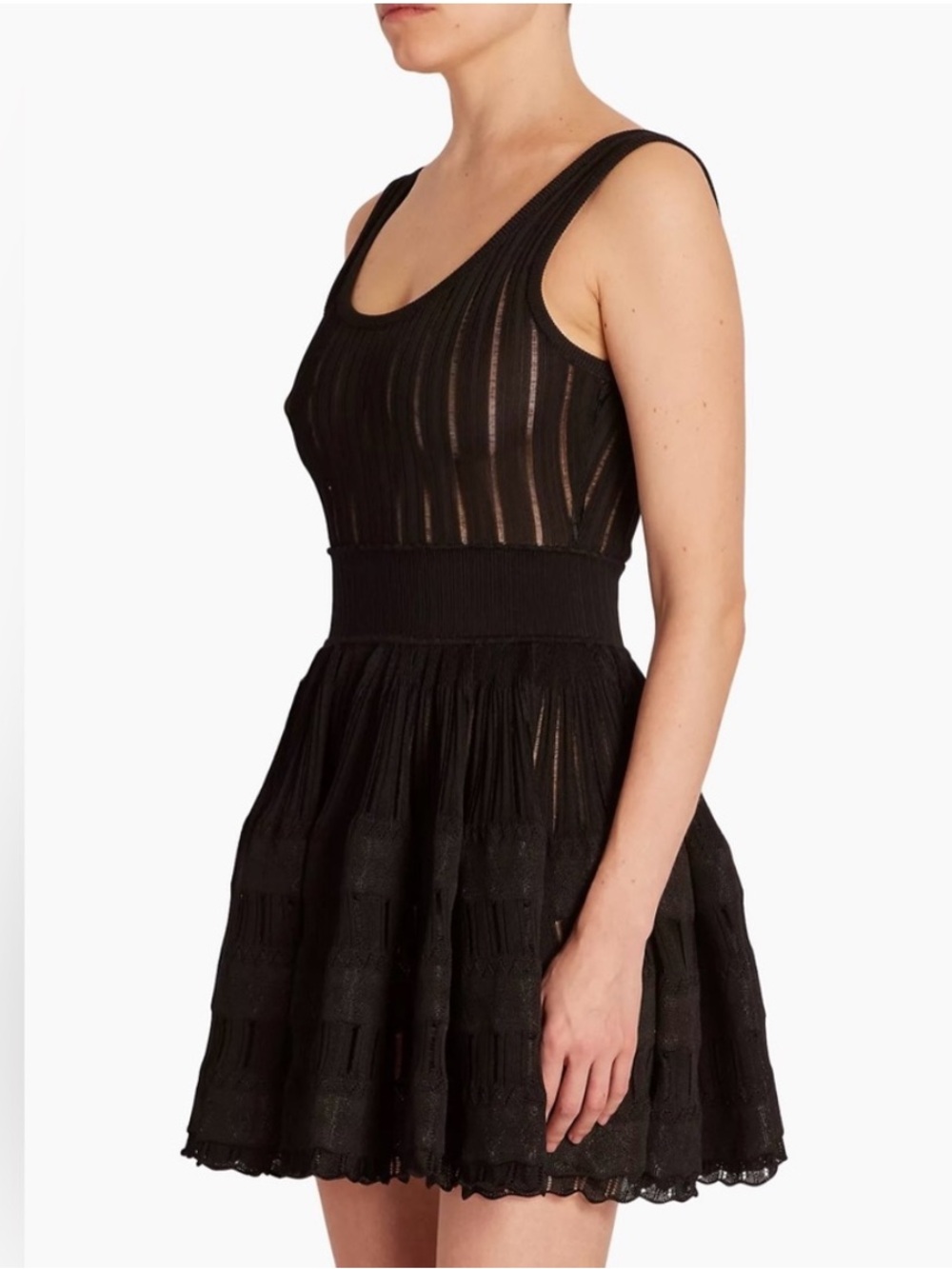 Alaïa Stretch-Knit Skater Minidress Black Fr36